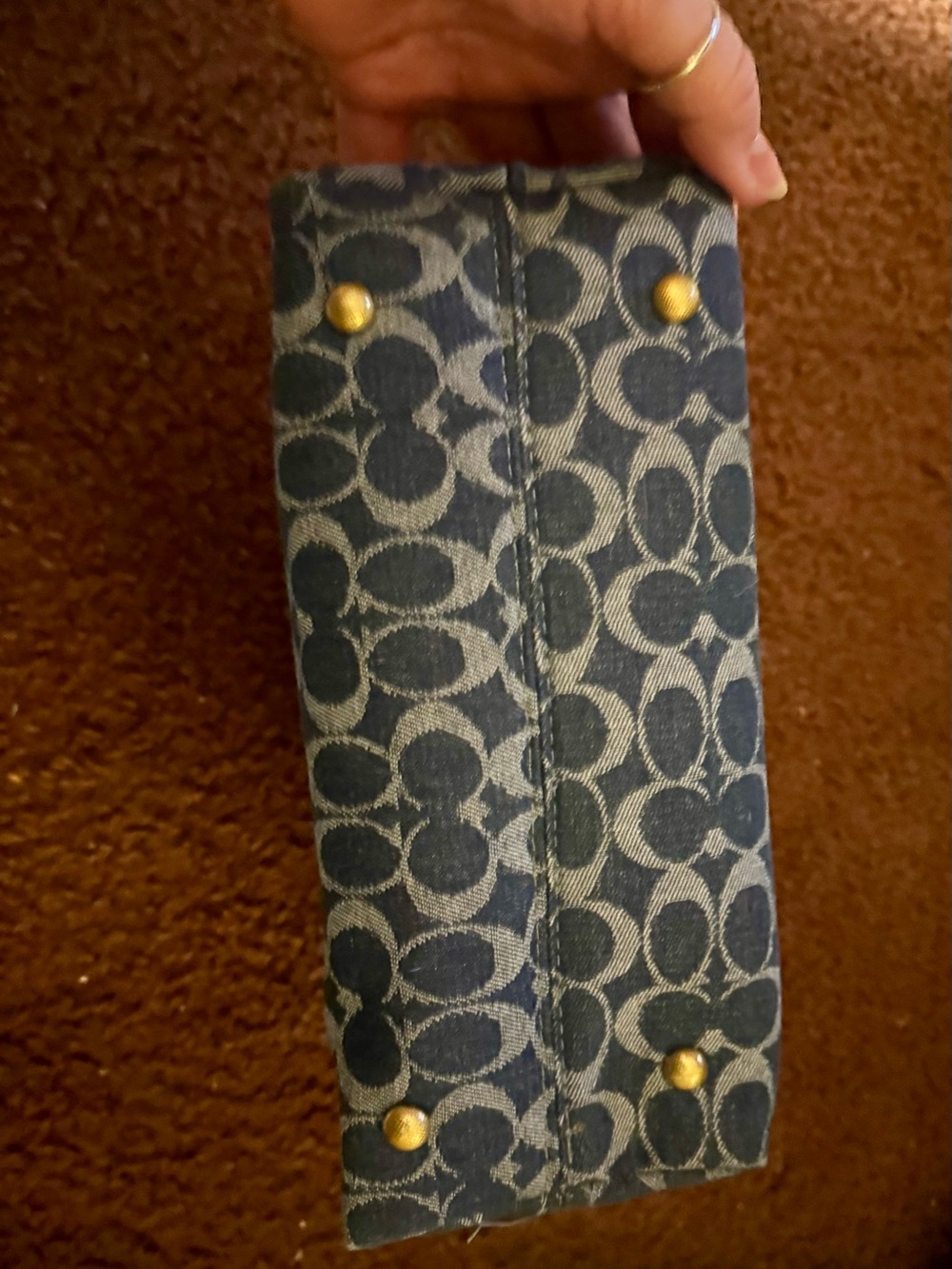 Blue Signature Denim Flap Shoulder Bag - Picture 5 of 11